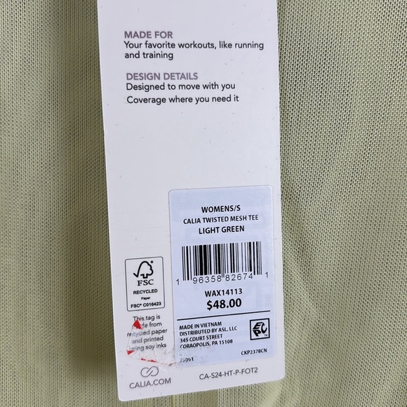 NWT Calia Twisted Mesh Tee Light Green - Picture 8 of 12